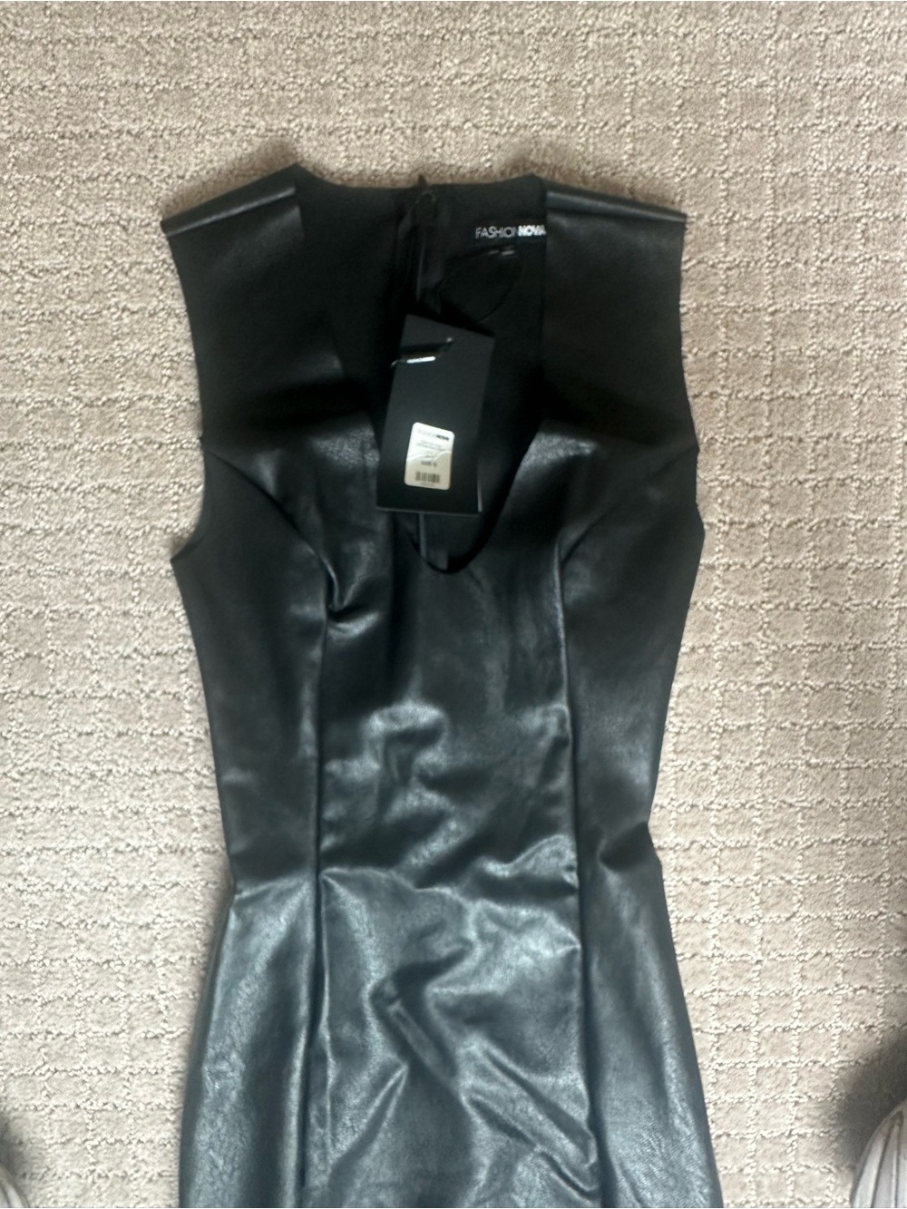 Fashion Nova Black Faux Leather Bodycon Dress